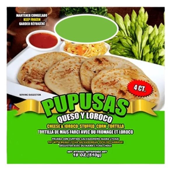 Pupusas de Queso y Loroco Congeladas 4 unidades